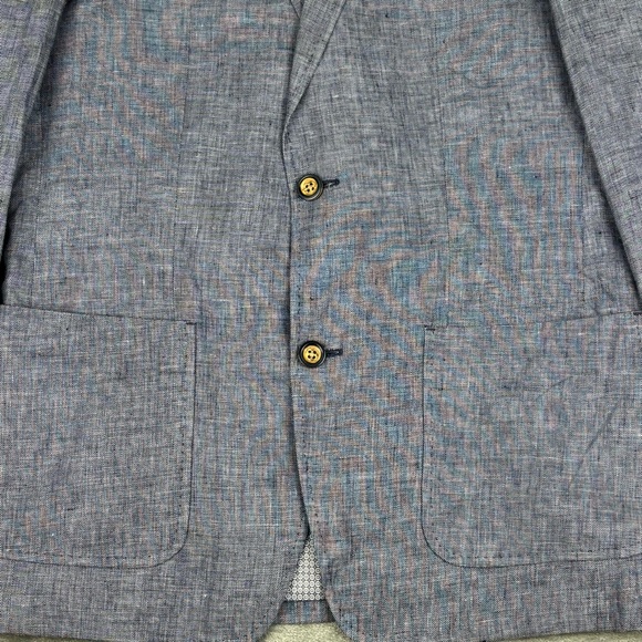 Murano Baird McNutt Linen Blazer Mens Medium Blue Two Button Sport Coat - Picture 6 of 12